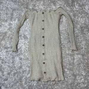 Cream tight fitted sweater dress